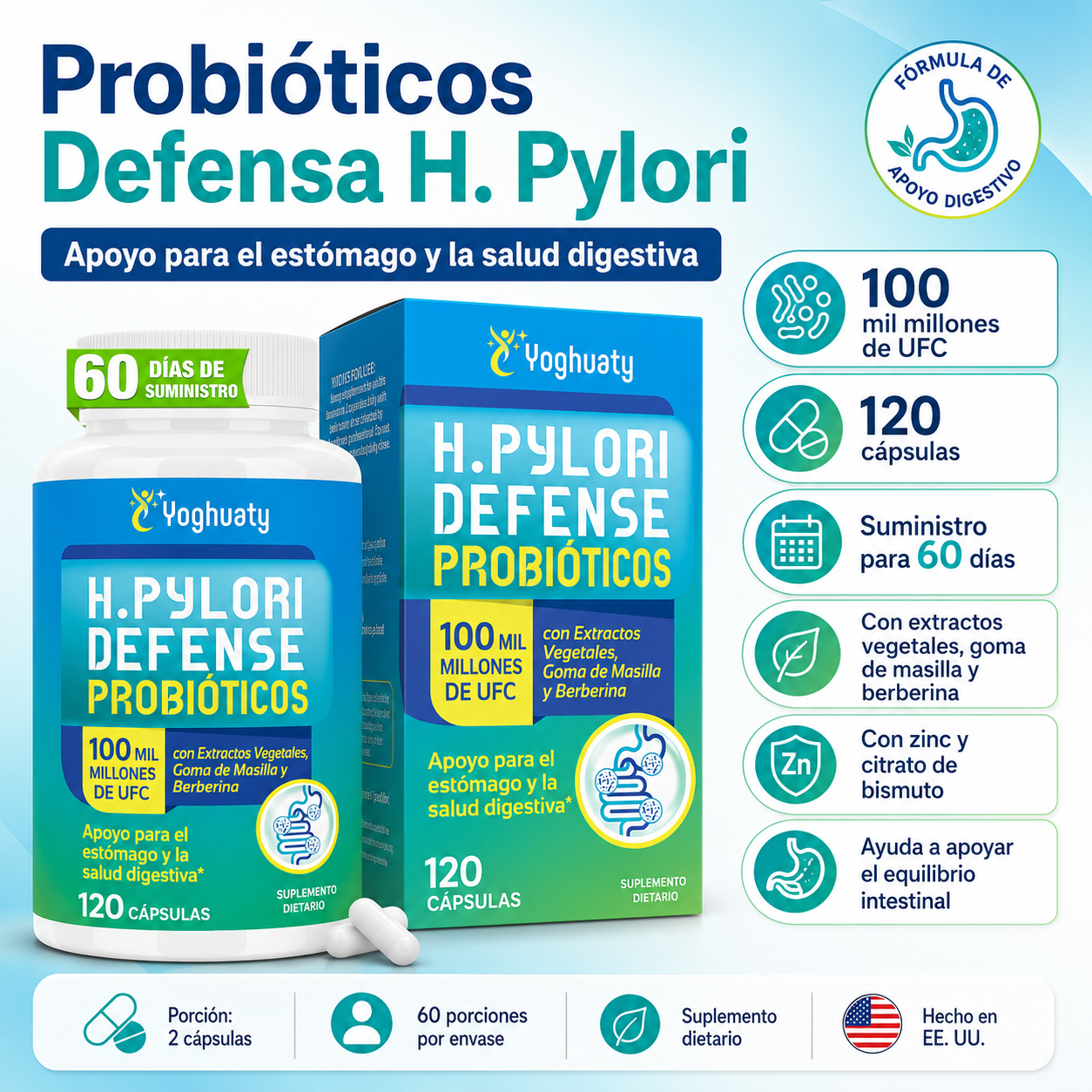 H. Pylori Defense Probióticos 100 mil