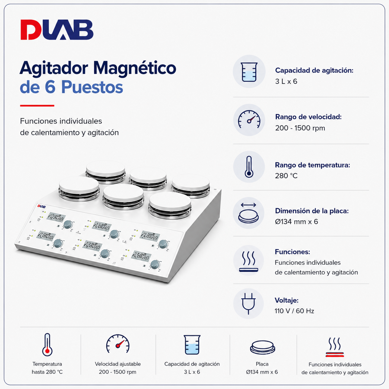 Agitador de calentamiento 6 puestos - DIAB