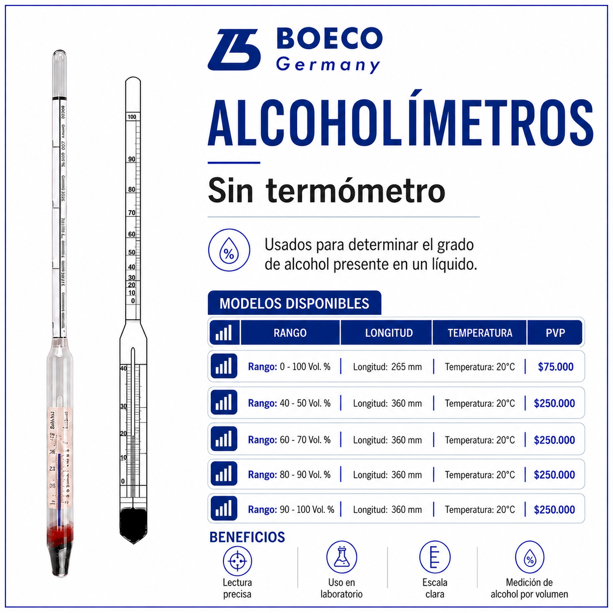 Alcoholímetros  sin termómetro - BOECO