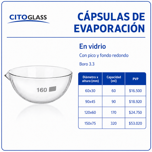 Cápsula de evaporación en vidrio