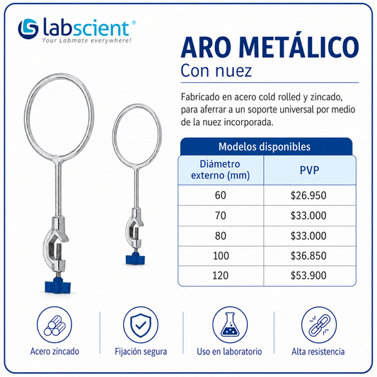 Aro metálico con nuez - LABSCIENT