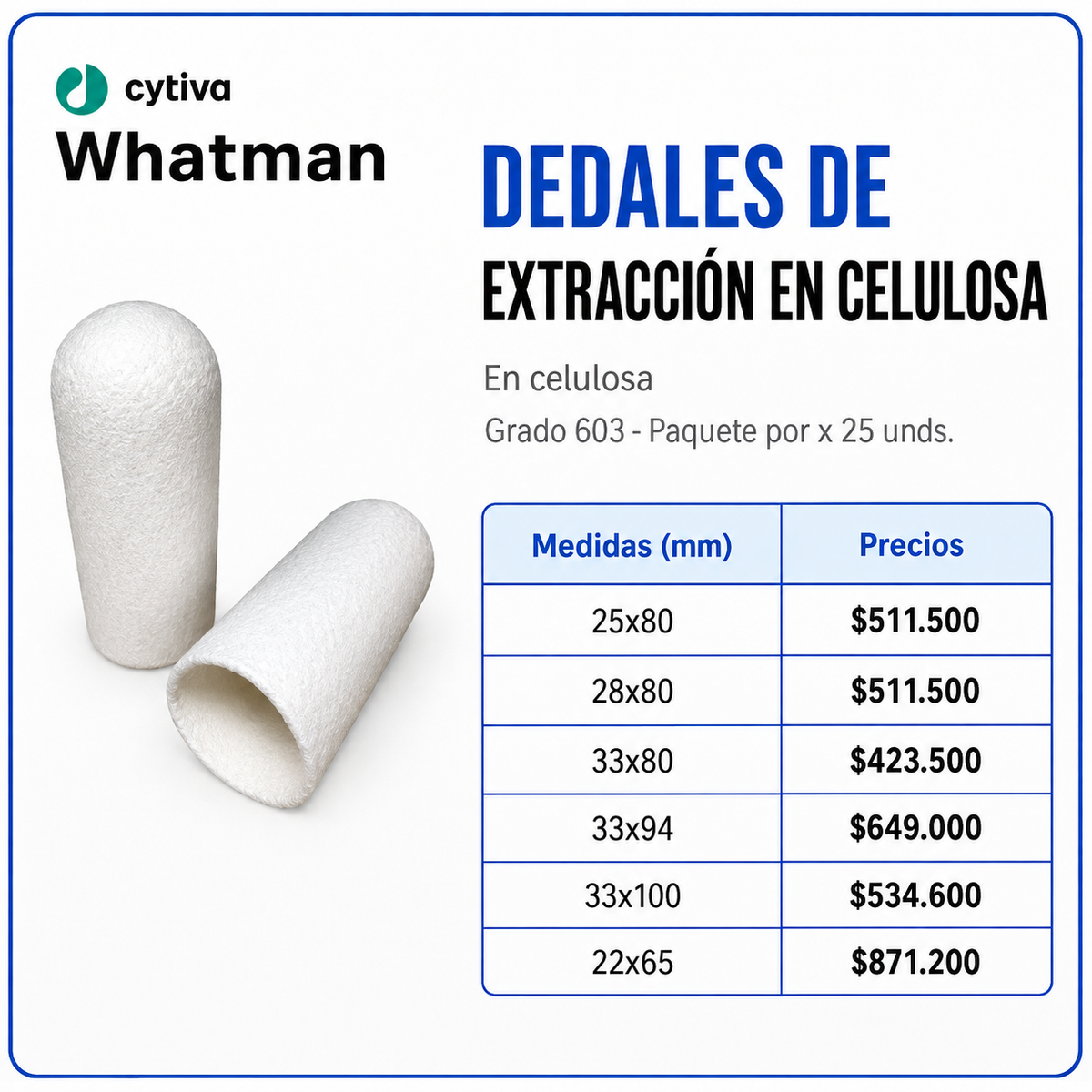 Dedales de extracción en celulosa