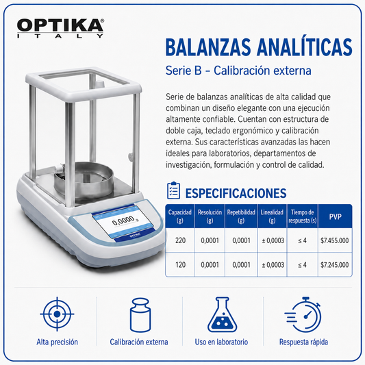 Balanzas analíticas  serie B, calibración externa - OPTIKA ITALY