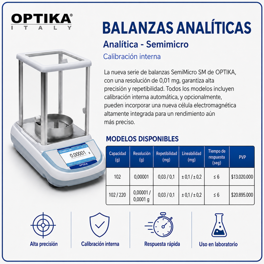 Balanzas analíticas semimicro calibración interna - OPTIKA ITALY