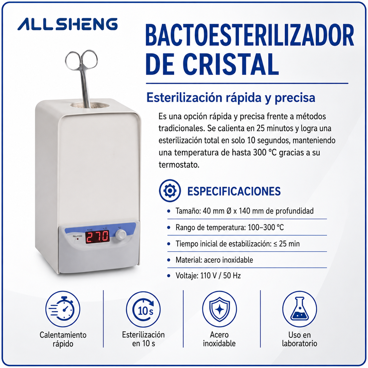 Bactoesterilizador de cristal - ALLSHENG