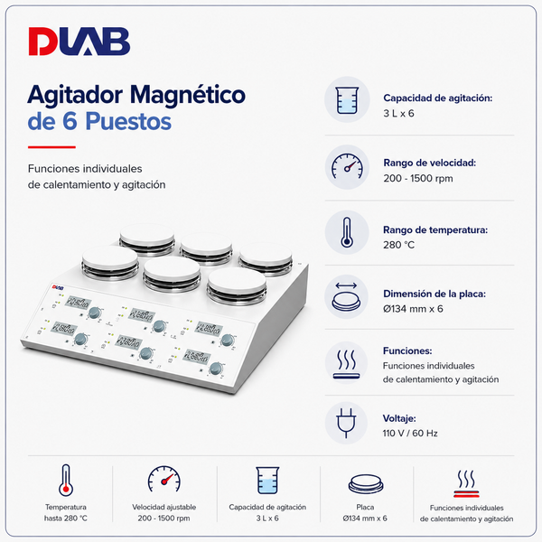 Agitador de calentamiento 6 puestos - DIAB