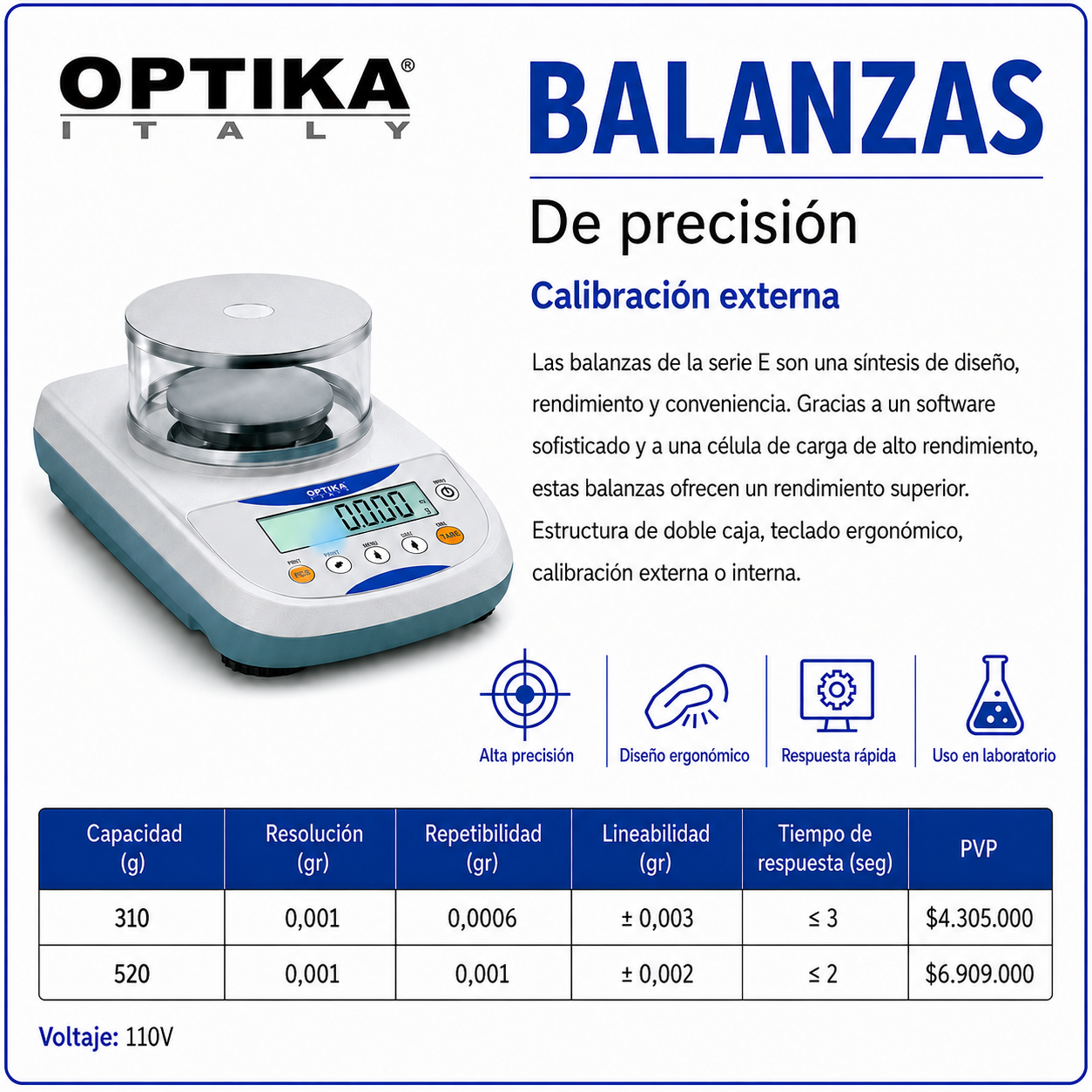 Balanzas de precisión calibración externa - OPTIKA ITALY
