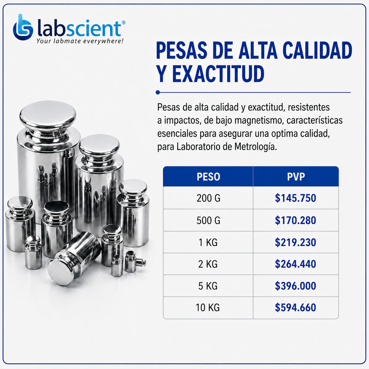 Pesas para balanza en acero - LABSCIENT