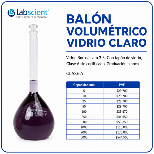 Balón volumétrico vidrio claro - Labscient