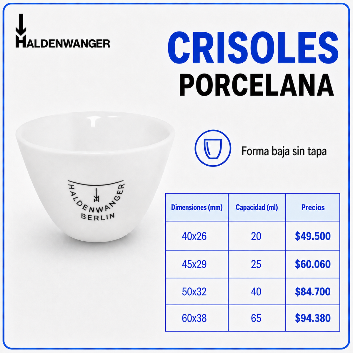 Crisoles de porcela