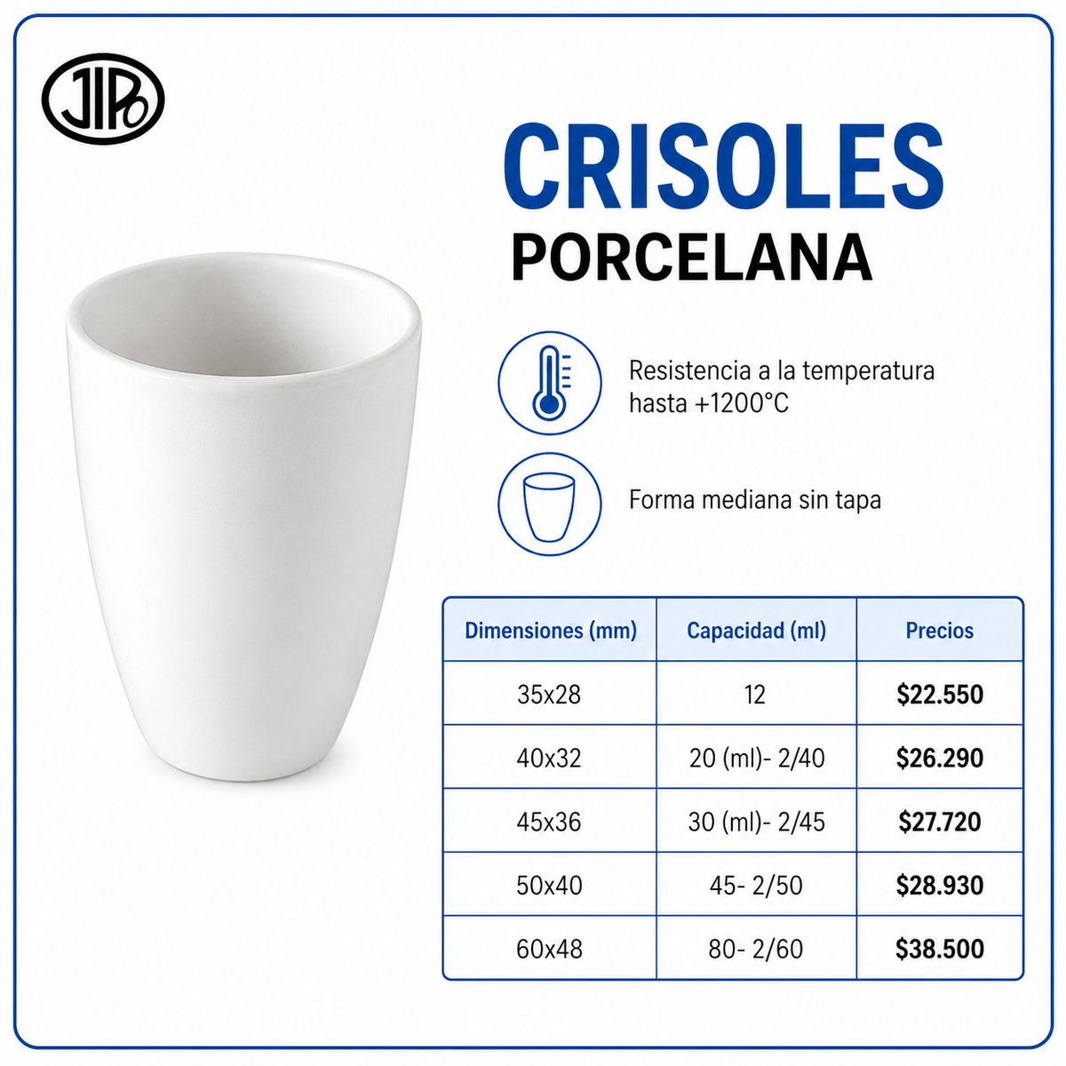 crisoles de porcelana