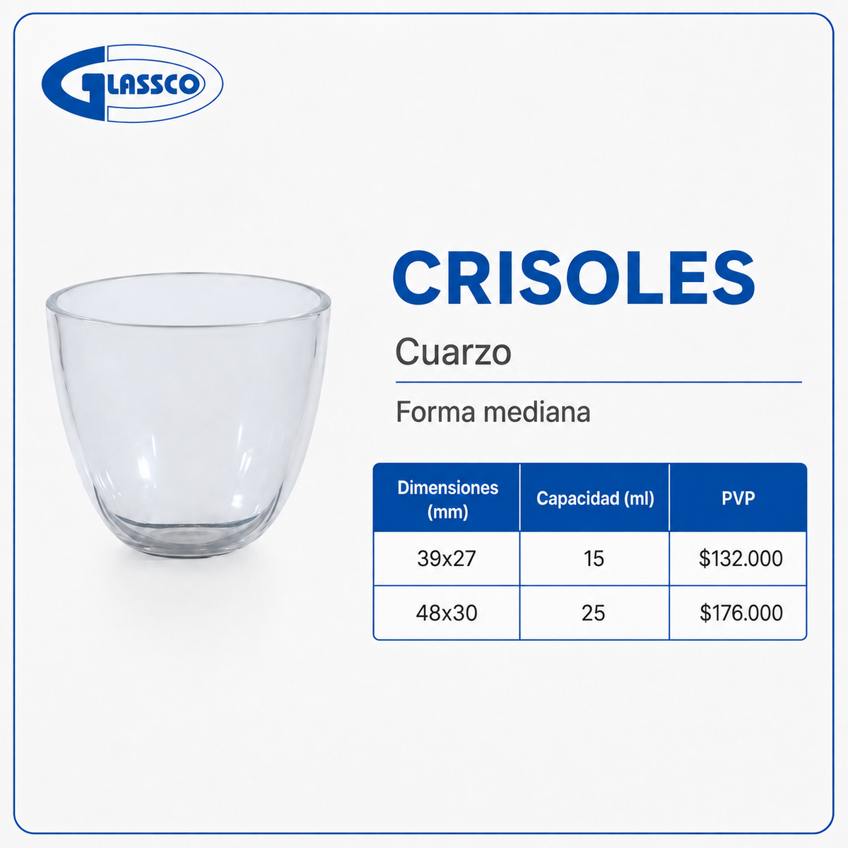 Crisoles cuarzo forma mediana