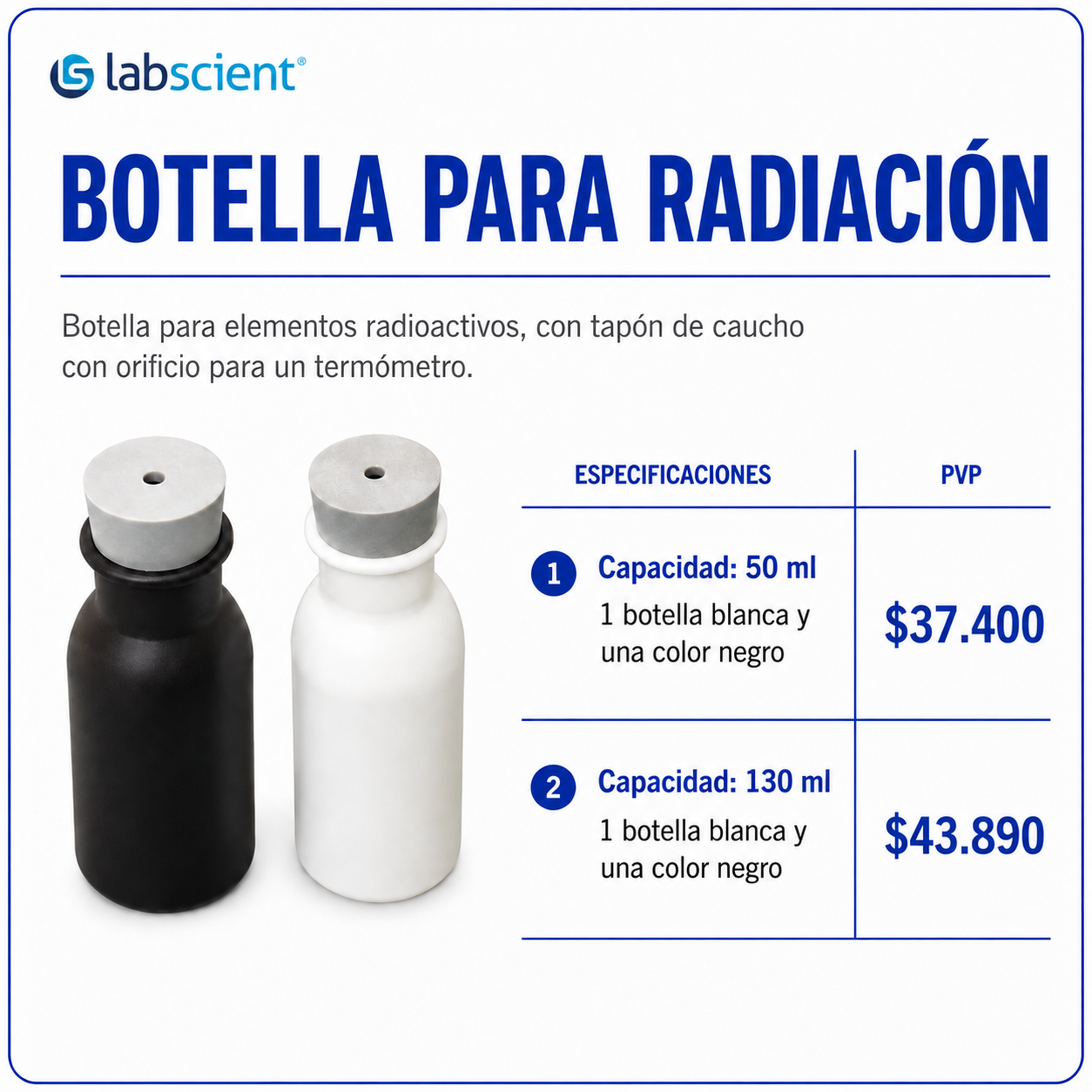 Botella para radiación