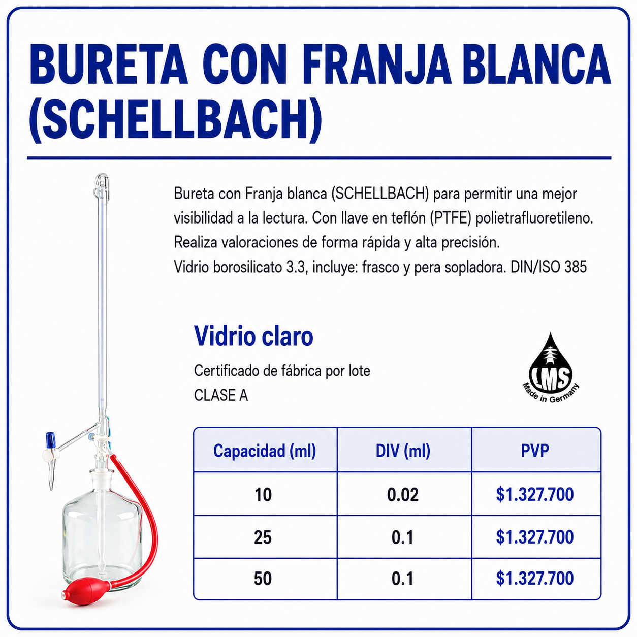 Bureta con franja blanca