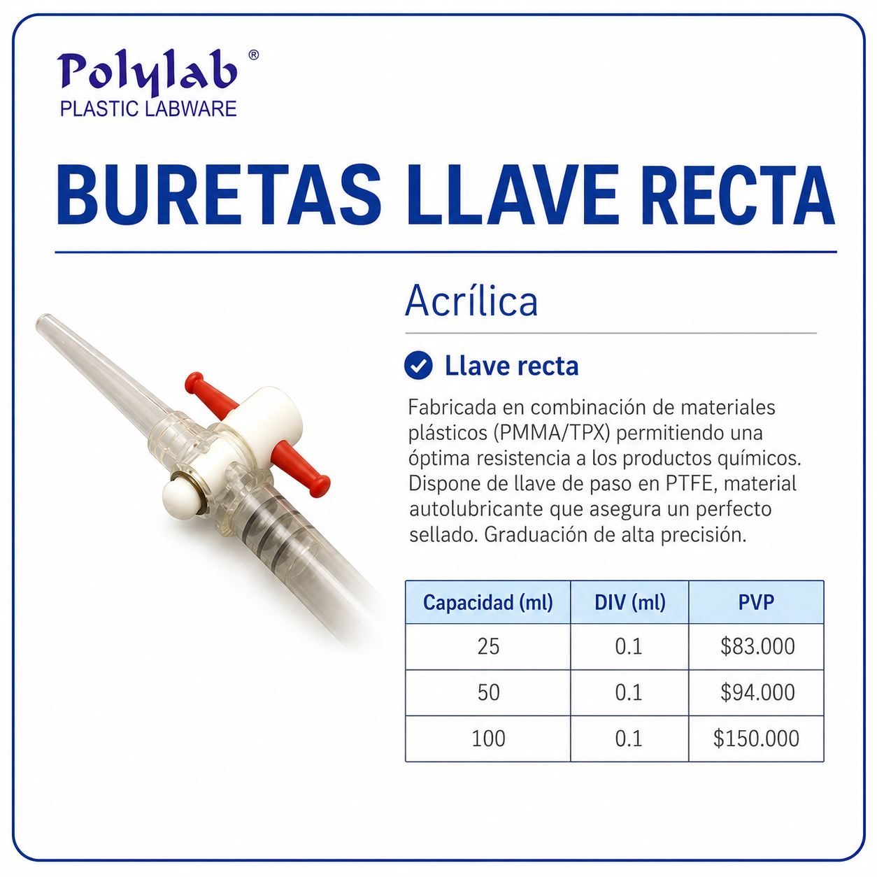Buretas llaves rectas