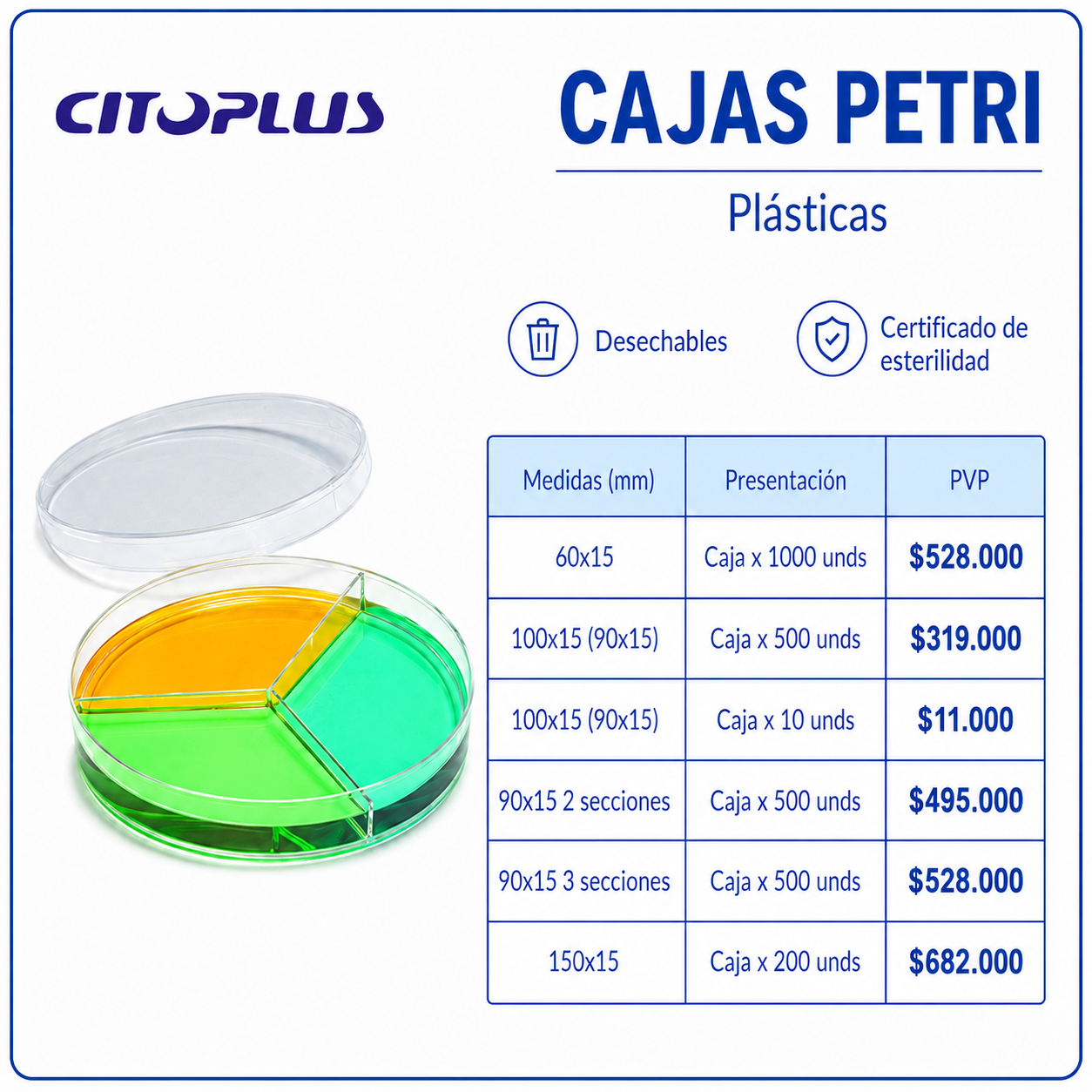 Cajas patri plásticas