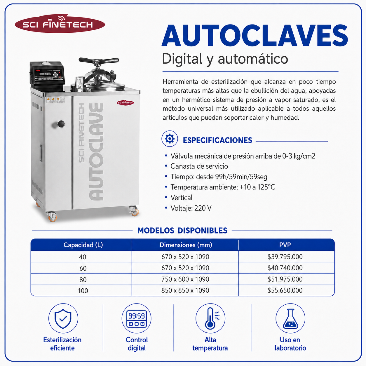 Autoclaves digital y automático - SC FINETECH