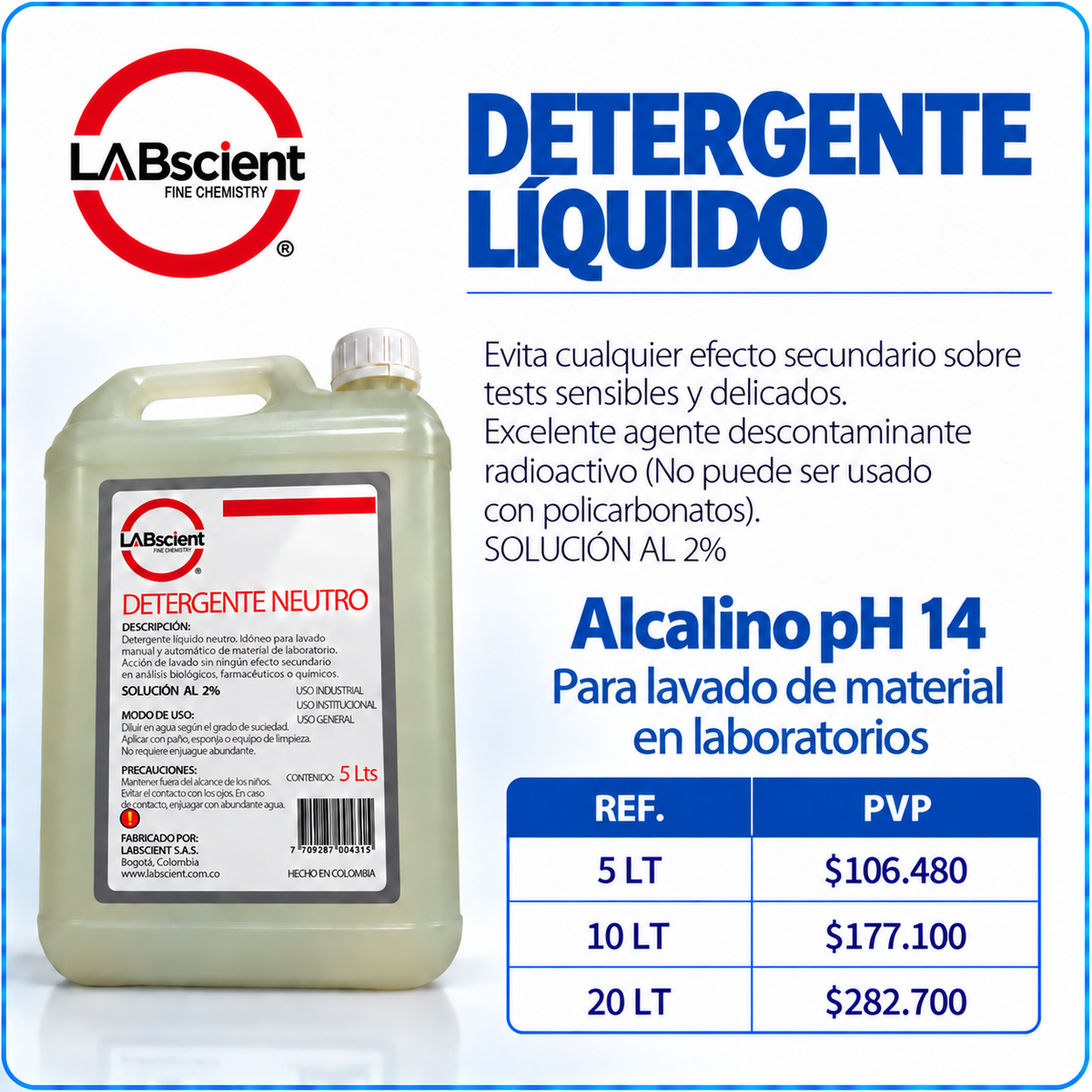 Detergente líquido alcalino